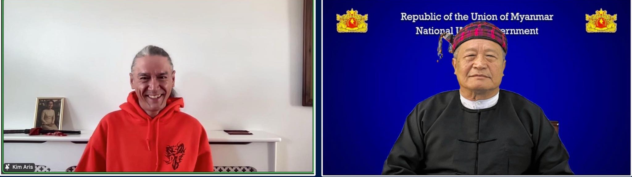 NUG ယာယီသမ္မတ ဒူဝါလရှီးလနှင့် ဒေါ်အောင်ဆန်းစုကြည်၏ သားငယ် ကိုထိန်လင်းတို့ အွန်လိုင်း ဖြင့်တွေ့ဆုံပြီး နိုင်ငံသားများ၏ ယုံကြည်ကိုးစားမှုကို ရနိုင်မည့် ခေါင်းဆောင်ပိုင်းဆိုင်ရာ လိုအပ်ချက် များ ကို ဆွေးနွေး
